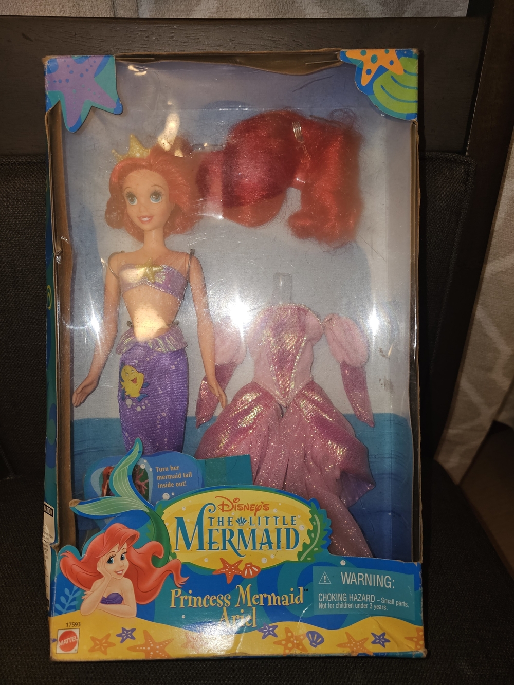 Vintage Disney Ariel Princess Mermaid Doll in Purple and Pink